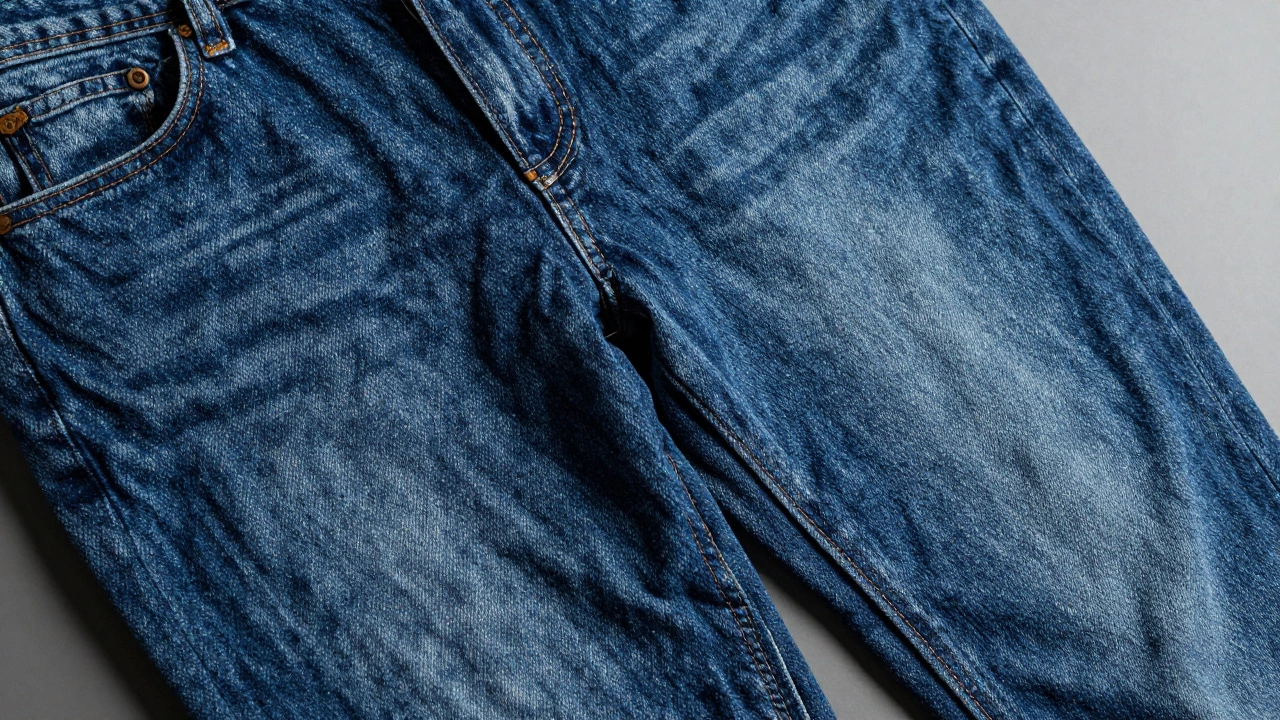 Comparison of raw rugged denim fabric and smooth stretch denim fabric