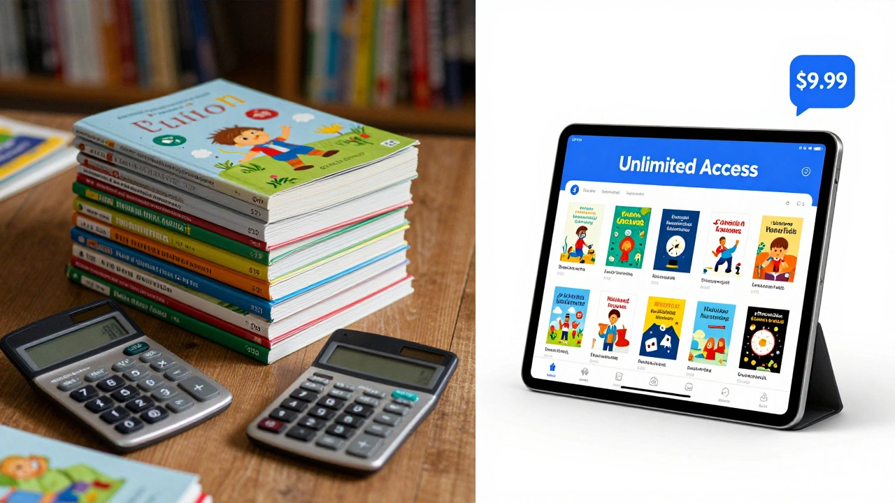 Comparison of physical book costs versus digital subscription value
