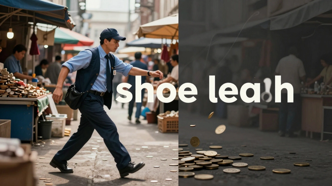 Split image contrasting physical hustle with abstract economic friction