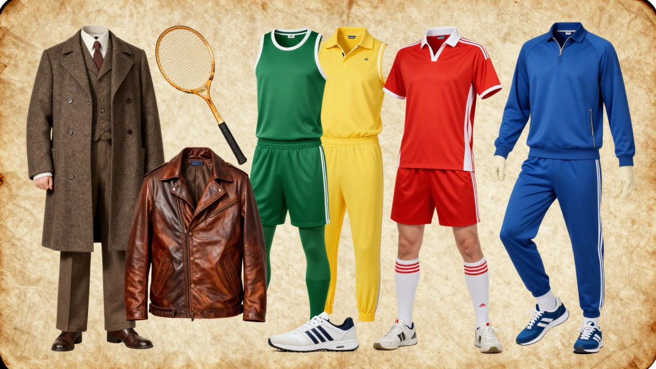 Collage showing evolution from wool sportswear to modern gear