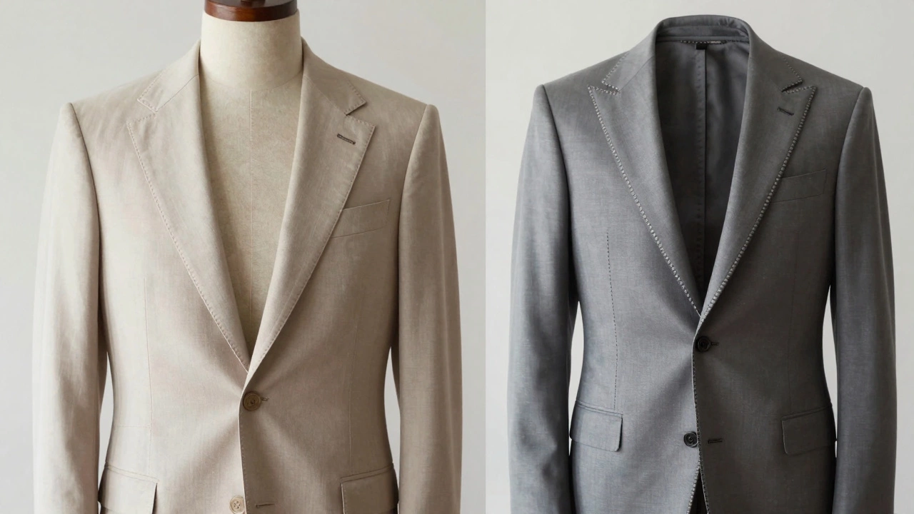 Comparison of hand-sewn vs machine-sewn suit lapel structures