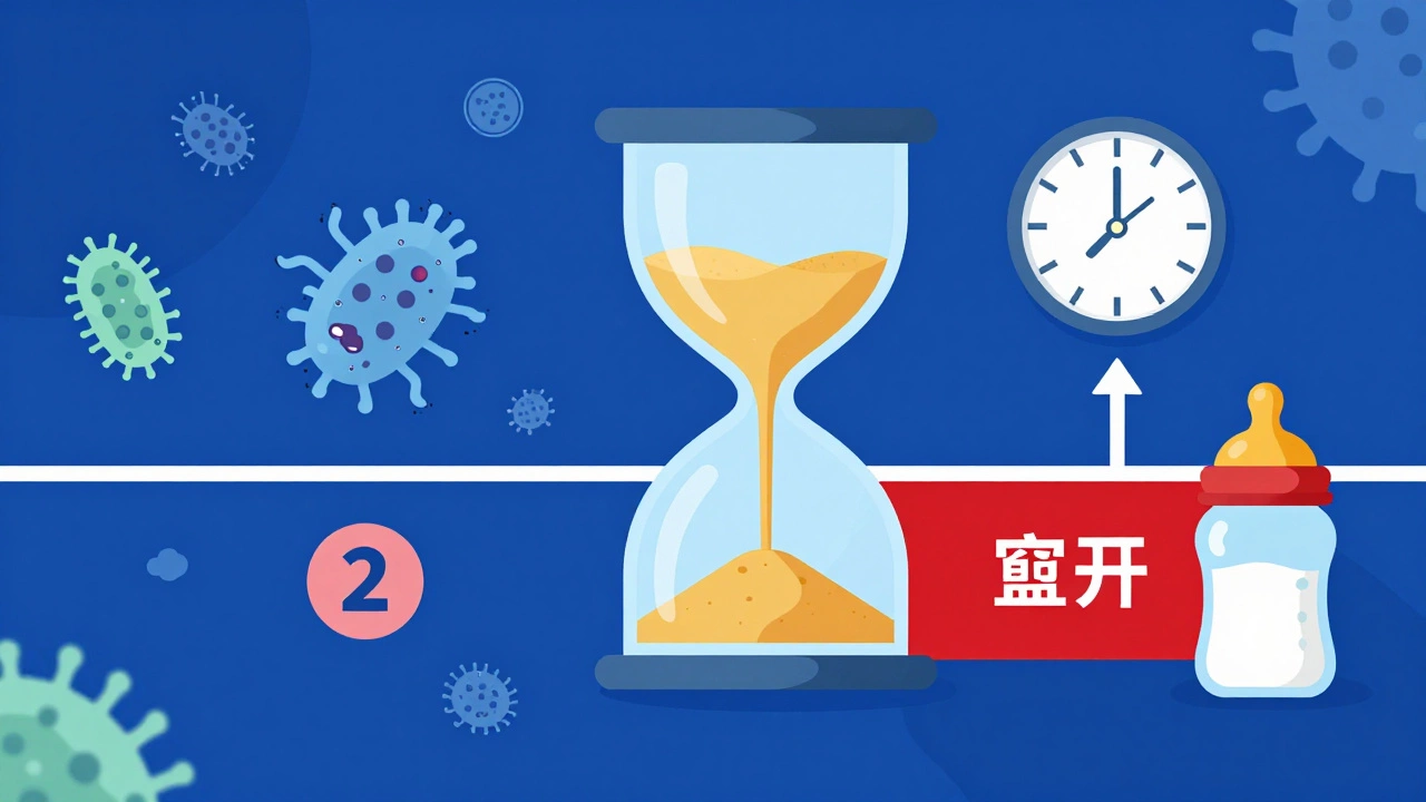 Hourglass illustrating two-hour milk safety rule