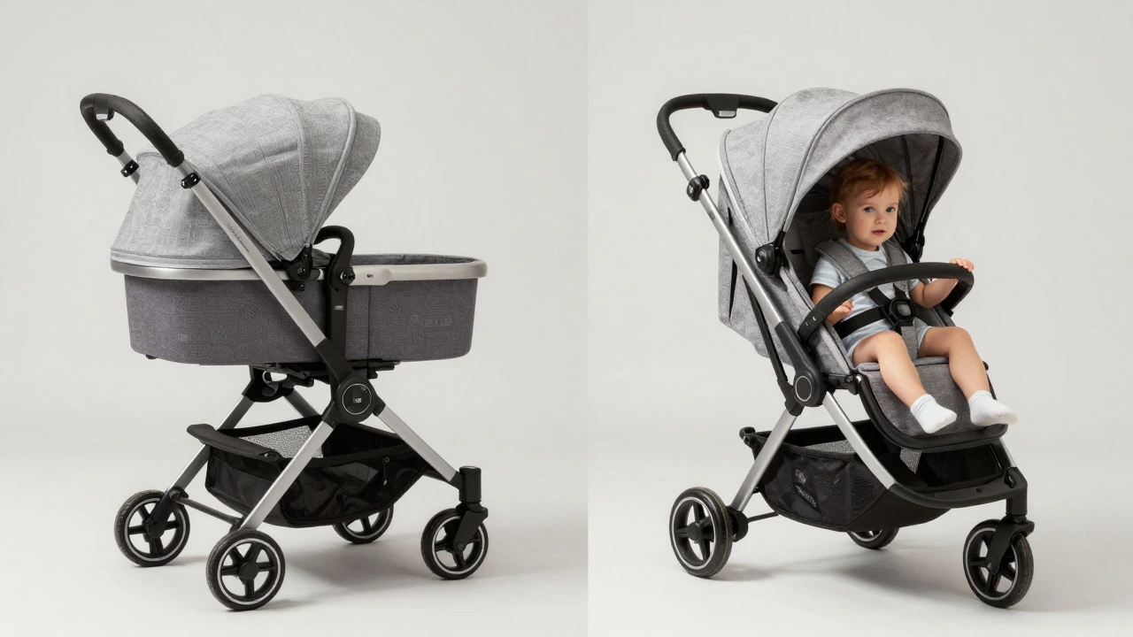 Comparison of bassinet and standard stroller seat positions