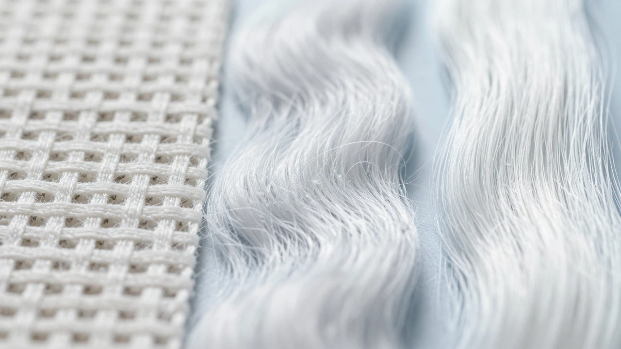 Macro view comparing the fiber structures of linen, cotton, and silk textiles
