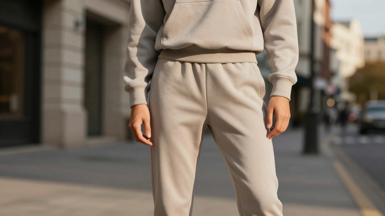 Person in stylish athleisure wear blending gym comfort with street fashion.